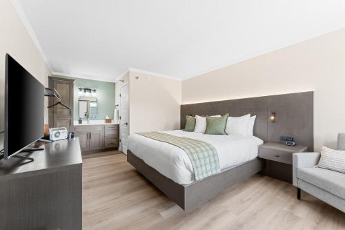 a bedroom with a large bed and a television at Branson Falls Lodge in Branson