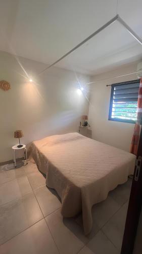 a bedroom with a large bed in a room at RDC Villa la mahaudière vue mer à 300m de la plage de Grande Anse in Deshaies