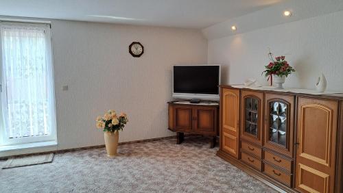 TV a/nebo společenská místnost v ubytování Ferienwohnung in Lancken-Granitz