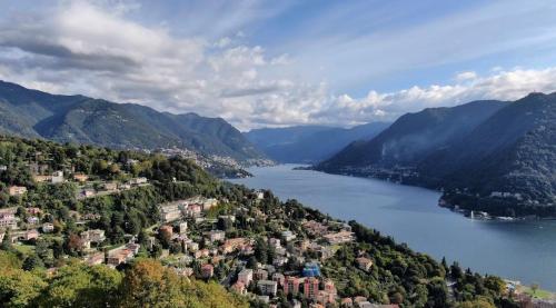 an aerial view of a city and a lake at Villa Adelaide Lakeview in Como