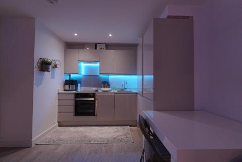 a kitchen with a sink and a stove at Smart Apartment close to Watford Atria and Station in Watford