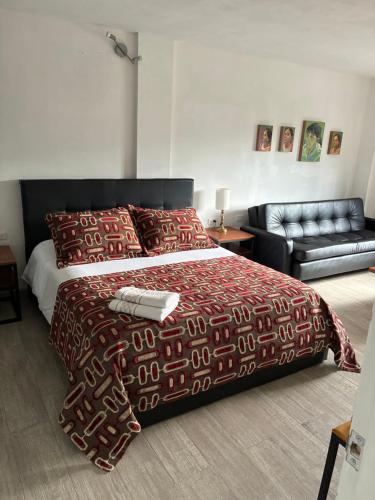 Katil atau katil-katil dalam bilik di CASA AZUL Jardín