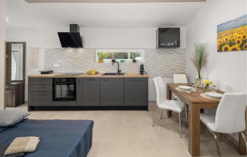 a kitchen and dining room with a table and chairs at Stunning Home In Umag With Wifi in Umag