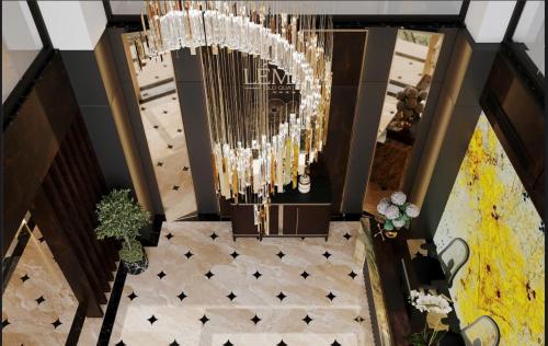 an overhead view of a chandelier in a building at Léman Old Quarter in Hanoi
