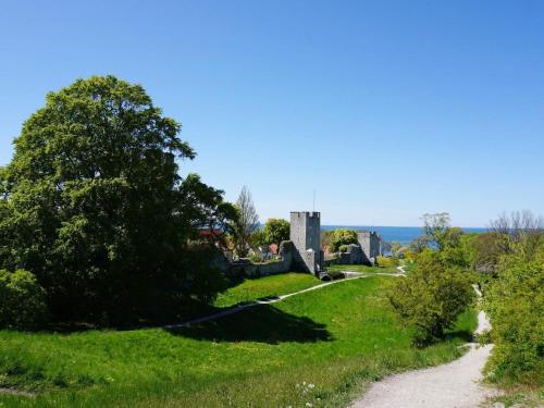 a path leading to a castle on a grassy hill at 4 star holiday home in VISBY in Visby