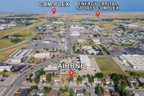 an aerial view of a city with a street at Family Friendly Find on Emerson! in Gillette