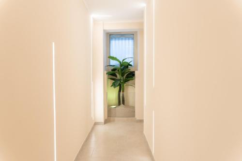 een hal met een potplant in een kamer bij Desiree Luxury House- vasca idromassaggio in Catania