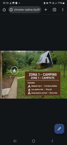 a screenshot of a sign for a camping campsite at Camping Ciungani in Ciungani