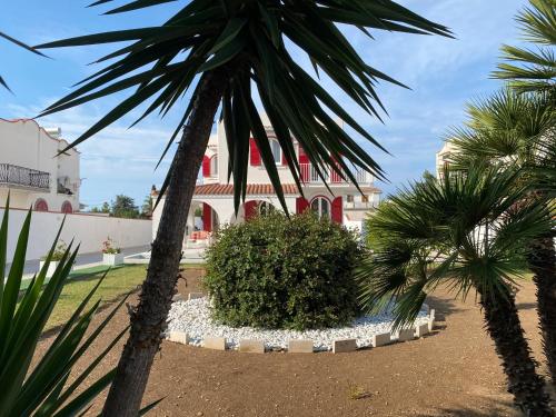 a palm tree in front of a building at Villa Peonia Luxury in Bisceglie