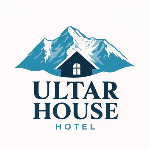 a logo for a hotel in front of a mountain at Ultar House in Karimabad Hunza