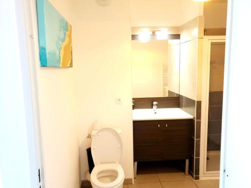 a bathroom with a toilet and a sink at Le Contemporain - Wifi - Proche centre ville in Lyon