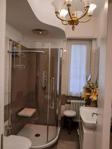 a bathroom with a shower and a sink at B&B Assereto in Rapallo