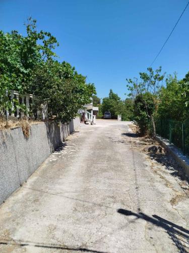 an empty dirt road with a fence and trees at Kuća Duskic in Kunje