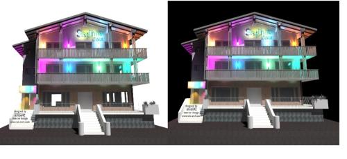 a lego building with a restaurant on the side at Sieglinde Color in Sölden