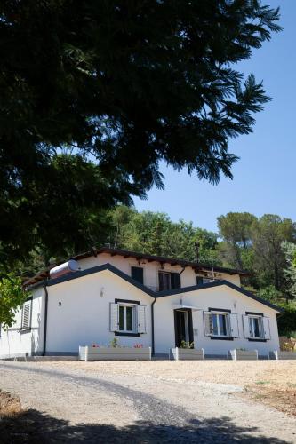 a white house with a tree in front of it at Pace rurale con stile, 3 camere 2 bagni in Piazza Armerina