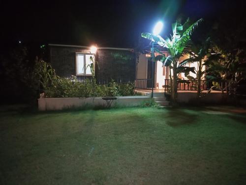 a house at night with a light in the yard at Rose Apart in Sarigerme