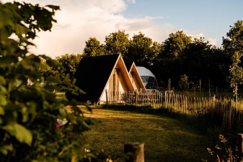 Galería fotográfica de A-Frame Vijverhuisje met uitzicht over de vijver en Jubbega-Schurega