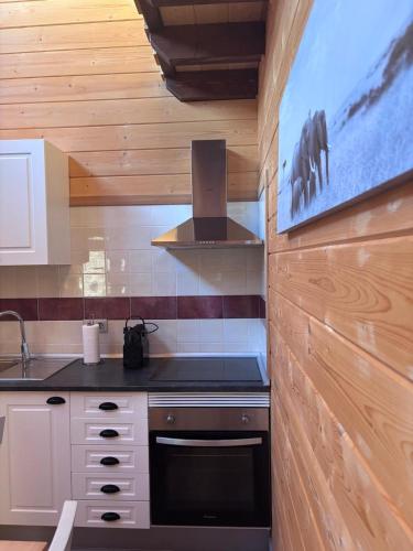 a small kitchen with a stove and a sink at Casas Rurales Carpe Diem in Yeste