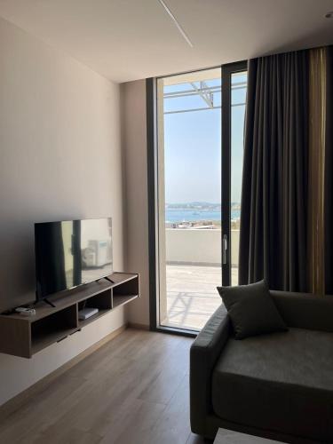 Μια τηλεόραση ή/και κέντρο ψυχαγωγίας στο Emera Apartments