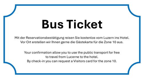 a bus ticket template with a blue frame at Businesshotel Lux in Luzern