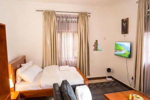 Кровать или кровати в номере AILAS RETREAT , LUXURIOUS Apartment