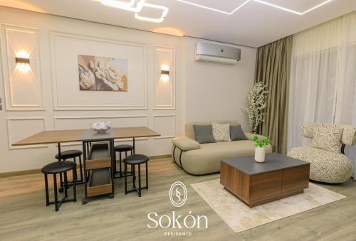 Ruang duduk di Sokon Residence at Madinaty
