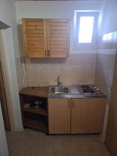 Kuchyň nebo kuchyňský kout v ubytování RETRO Apartmány Podhájska