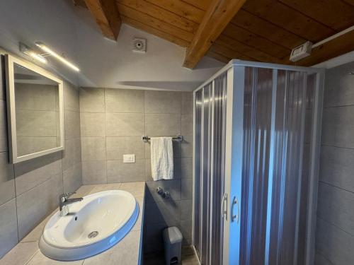 a bathroom with a sink and a shower at Come a Casa in Santa Maria del Cedro