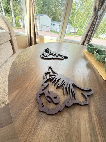 two floor mats on a table in a living room at Winchester 34 in Edzell