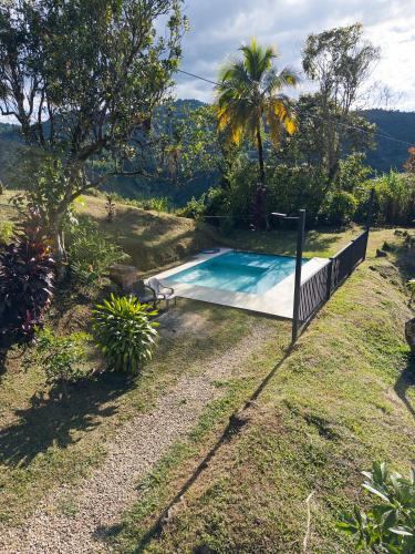 a swimming pool in the middle of a yard at Jaragual EcoHostel in La Vega
