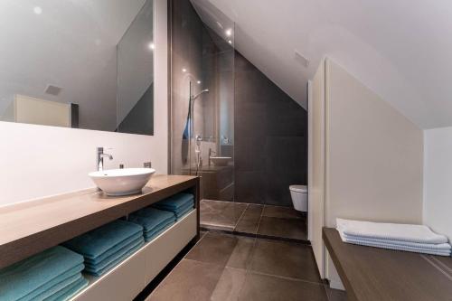 a bathroom with a sink and a toilet at Polderlicht in Blankenberge