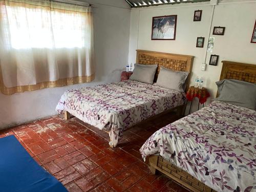 a bedroom with two beds and a window at Villa Sofia in Tlatlauquitepec