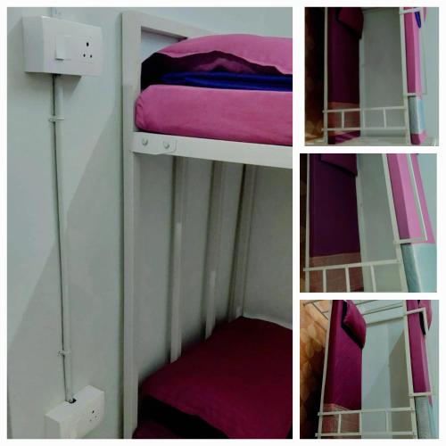 a collage of pictures of a bedroom with a bunk bed at Happy Living Dormitory Kannur in Kannur
