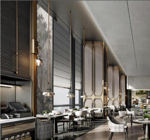 長春市にあるInterContinental Changchun High Tech Zone by IHGのダイニングルーム(テーブル、椅子付)
