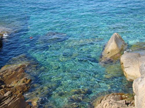 a group of rocks in the water near the shore at Casa Guerrino in Chiessi