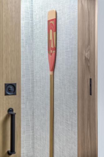 a red baseball bat in front of a door at Hyatt Centric Center City Philadelphia in Philadelphia