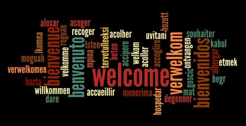 a word cloud with a welcome text background at Boulevard Apartments Cuprija in Ćuprija