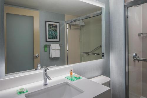 a bathroom with a sink and a mirror at Hyatt Place Long Island City in Queens