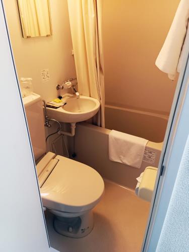 a bathroom with a toilet and a sink at Ace Inn Asakusa in Tokyo