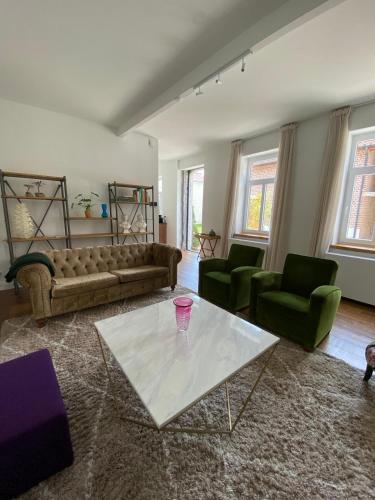 a living room with a couch and a table at Cièlo in Tongeren