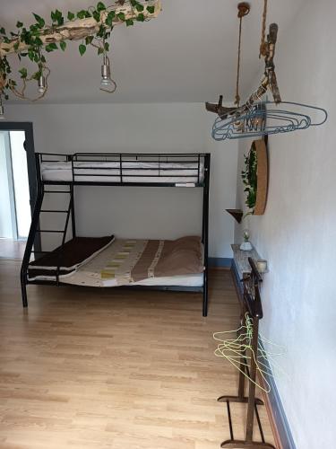 a bedroom with a bunk bed in a room at l'Adapté in Raon-lʼÉtape