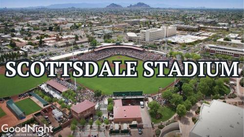 an overhead view of a city with the words scottable stadium at LUXE - Nouveau - Sparkling Pool - Walk to Old Town in Scottsdale