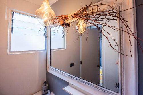 a bathroom mirror with a bunch of branches on it at Hostal Copart in San Pedro de Atacama