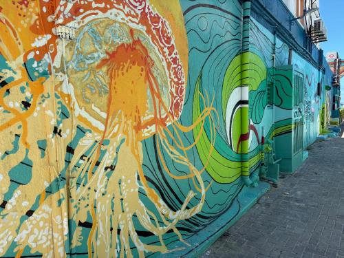 a mural of an octopus on the side of a building at Seaview Beach Hotel in Philipsburg