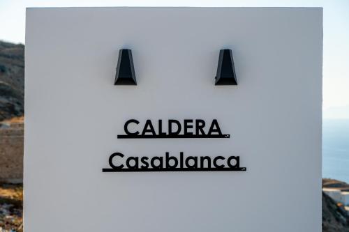 a sign that reads calender casablanca at CALDERA CASABLANCA in Ano Meria