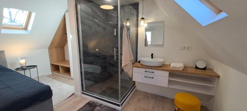 Koupelna v ubytování Blue Cottage