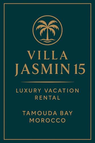 a green and gold logo with a palm tree at Villa Jasmin 15 in M'diq
