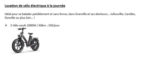 une capture d'écran d'un site Web avec un vélo dans l'établissement Le Jardin en centre ville - ANCV accepté, à Granville