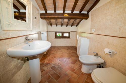 a bathroom with a sink and a toilet at Scappo in Umbria, La dolce Godera in Lugnano in Teverina