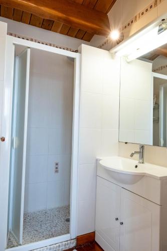Bilik mandi di Le Mas des Mathes, Chambres d'hôtes, Studios